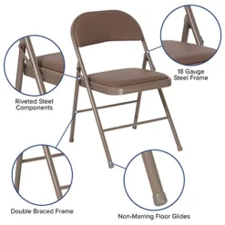 LIVING TRENDS 1 Pack Marvelius Double Braced Beige Vinyl Folding Chair -Amazon Basics Furniture Shop 51xbk6ZOkBL