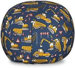Ambesonne Nautical Storage Toy Bag Chair, Frock Of Frolicking Sharks And Fish Herds Diving Wildlife Exotic Deep Sea Ocean, Stuffed Animal Organizer Washable Bag, Small Size, Blue -Amazon Basics Furniture Shop 51xdiG1XceL. AC