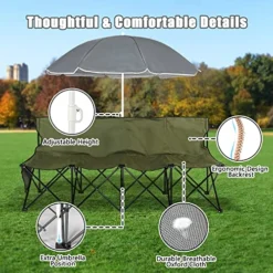 AOTIFARM Portable Sports Bench 4 Seat Folding Camping Chairs Team Sideline Bench Lawn Chairs Heavy Duty With Removable Seat Green XH4Y1A Folding Chairs -Amazon Basics Furniture Shop 51xsFqccLjL