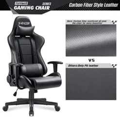Furniwell Gaming Chair Racing Computer Chair Office Desk Chair Adjustable Swivel High Back Carbon Fiber Style Leather Executive Ergonomic Chair With Headrest And Lumbar Support (Black) 11 Furniwell Gaming Chair Racing Computer Chair Office Desk Chair Adjustable Swivel High Back Carbon Fiber Style Leather Executive Ergonomic Chair With Headrest And Lumbar Support (Black) -Amazon Basics Furniture Shop 51xvZuSLfUL