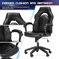 Ergonomic Gaming Office Chair - PU Leather Executive Swivel Computer Desk Chair With Flip-up Armrests And Lumbar Support For Working, Studying, Gaming -Amazon Basics Furniture Shop 51y4daN0QSL