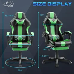 Ferghana Green Gaming Chair With Footrest, Ergonomic Gamer Chair,Office Computer Gaming Chairs,E-Sports Racing Game Chair With Lumbar Pillow And Headrest 11 Ferghana Green Gaming Chair With Footrest, Ergonomic Gamer Chair,Office Computer Gaming Chairs,E-Sports Racing Game Chair With Lumbar Pillow And Headrest -Amazon Basics Furniture Shop 51ysqvMy0EL