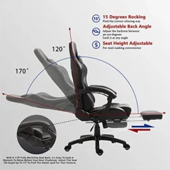 Dowinx Gaming Chair Office Chair PC Chair With Massage Lumbar Support, Racing Style PU Leather High Back Adjustable Swivel Task Chair With Footrest (Black&Red) -Amazon Basics Furniture Shop 51yugeXcTDS