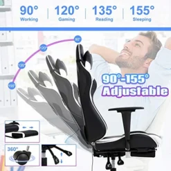 Gaming Chair High Back Computer Gaming Chair With Footrest, Ergonomic Game Chair PU Leather Racing Office Chair Adjustable Task Chair W/Headrest Armrest & Massage Function Lumbar Support-White 11 Gaming Chair High Back Computer Gaming Chair With Footrest, Ergonomic Game Chair PU Leather Racing Office Chair Adjustable Task Chair W/Headrest Armrest & Massage Function Lumbar Support-White -Amazon Basics Furniture Shop 51yw3sPqEwL