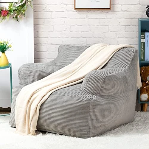 HollyHOME Bean Bag Sofa Chair, 37LB Memory Foam Filled Lounge Arm Puff Chair, Upholstered Single Couch With Washable Cover, Padded Lazy Sofa For Living Room, Bedroom, 32"(D) X34(W) X28(H), Grey 7 HollyHOME Bean Bag Sofa Chair, 37LB Memory Foam Filled Lounge Arm Puff Chair, Upholstered Single Couch With Washable Cover, Padded Lazy Sofa For Living Room, Bedroom, 32"(D) X34(W) X28(H), Grey - Image 7