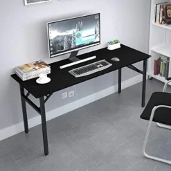 Need Folding Desk For Home Office 39-3/8'' Length Modern Folding Table Computer Desk No Install Needed Teak Color Desktop Black Frame, AC5BB(10060) -Amazon Basics Furniture Shop 51zc j6thKL. AC