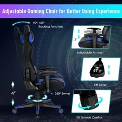 Giantex RGB Gaming Chair, Ergonomic Video Game Chair With Led Light, High Back E-Sport Computer Chair Adjustable W/PVC Leather, Headrest & Lumbar Support (Blue) -Amazon Basics Furniture Shop 51zdW0MoFGL