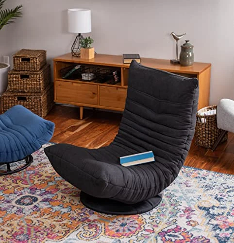 BIRDROCK HOME Swivel Floor Chair For Adults Or Kids | 30.5" H X 23.64" W. 8" Thick Cushion | Grey | 360 Rotating Gaming Seats | Comfy Back Support | Foldable Banana Chair 4 BIRDROCK HOME Swivel Floor Chair For Adults Or Kids | 30.5" H X 23.64" W. 8" Thick Cushion | Grey | 360 Rotating Gaming Seats | Comfy Back Support | Foldable Banana Chair - Image 4