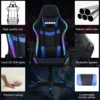 LED Computer Gaming Chair With Bluetooth Speakers And RGB Lights, Ergonomic Gamers Chair, Office Chair For Adults, Video Gaming Chair For Gift (Blue)