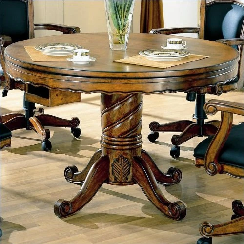 Turk 3-in-1 Round Pedestal Game Table Tobacco 3 Turk 3-in-1 Round Pedestal Game Table Tobacco - Image 3