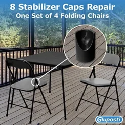 8 Black Folding Chair V-Tip Stabilizer Caps, 7/8 Inch ID - Heavy Duty Nylon End Caps, Non-Marring Round Top Of Leg Protectors, Compatible Replacement Stability Plugs For Metal & Padded Folding Chairs -Amazon Basics Furniture Shop 61EC1Y4bnxL