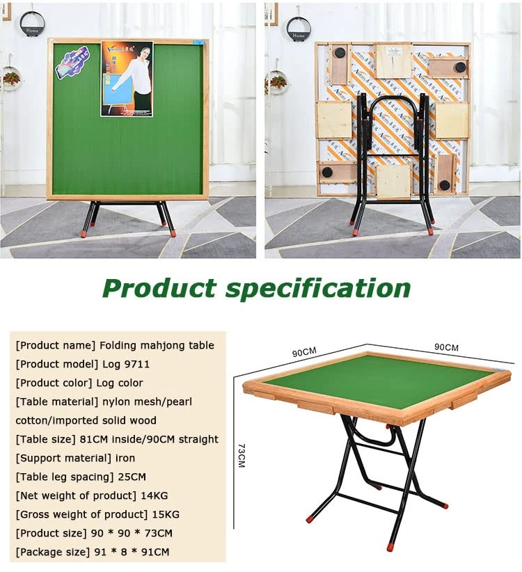 MEIMAI Mahjong Table For Home, Folding Solid Wood Card Table, Square 4 Player Game Table, Board Game Domino Table For Party Gathering Game, 35In,Log Color 4 MEIMAI Mahjong Table For Home, Folding Solid Wood Card Table, Square 4 Player Game Table, Board Game Domino Table For Party Gathering Game, 35In,Log Color - Image 4