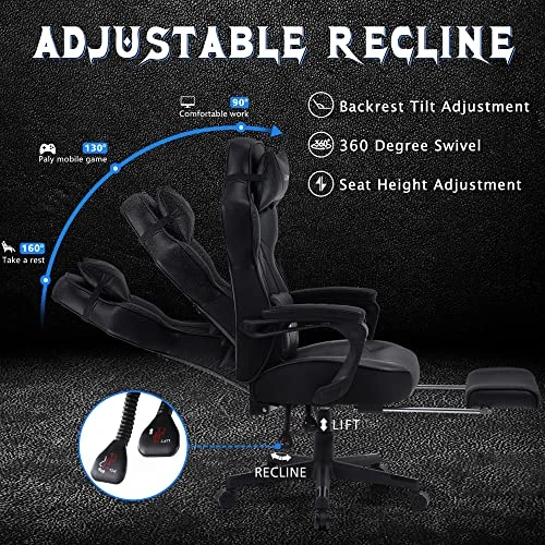Zeanus Gaming Chairs With Footrest Recliner Computer Chair For Adults Massage Gaming Chair Big And Tall Gaming Chair Ergonomic Office Gamer Chair For Heavy People Recliner Racing Gaming Chair Black 3 Zeanus Gaming Chairs With Footrest Recliner Computer Chair For Adults Massage Gaming Chair Big And Tall Gaming Chair Ergonomic Office Gamer Chair For Heavy People Recliner Racing Gaming Chair Black - Image 3