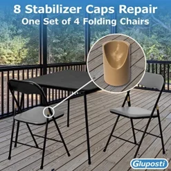 8 Beige Folding Chair V-Tip Stabilizer Caps, 7/8 Inch ID - Heavy Duty Nylon End Caps, Non-Marring Round Top Of Leg Protectors, Compatible Replacement Stability Plugs For Metal & Padded Folding Chairs -Amazon Basics Furniture Shop 61PELTIRKML