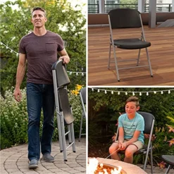 LIFETIME Commercial Grade Folding Chairs, 4 Pack,Plastic, Black/Silver -Amazon Basics Furniture Shop 61cJdNjjAjS