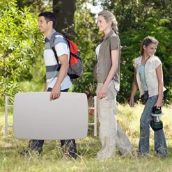 BWM.Co Portable Folding Height-Adjustable Table Fot Picnic Beach Personal Desk Home Dining Table For Small Space With X-Crossed Feet For Business Or Home Use,Easy Assembly, White -Amazon Basics Furniture Shop 61j3dztCnjL