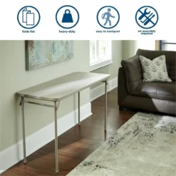 Cosco Folding Serving Table, 20" X 48", Antique Linen 13 Cosco Folding Serving Table, 20" X 48", Antique Linen -Amazon Basics Furniture Shop 61kE3ICjVtL