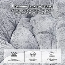 OAKHAM Comfy Saucer Chair, Folding Faux Fur Lounge Chair For Bedroom And Living Room, Flexible Seating For Kids Teens Adults, X-Large, Rock-Grey -Amazon Basics Furniture Shop 61lPJTvHfpL 1