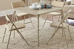 COSCO 5-Piece Folding Table And Chair Set, Tan -Amazon Basics Furniture Shop 61oKWWcHreL